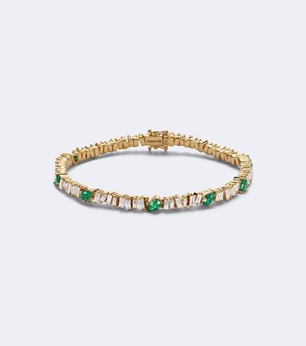 Pulsera tenis de oro de 18 ct con esmeraldas y diamantes - Suzanne Kalan - Modalova