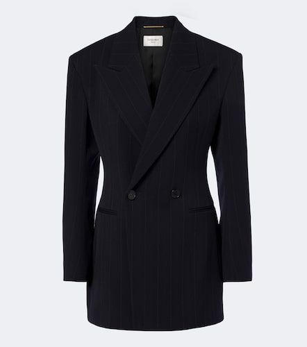Chalk stripe double-breasted wool blazer - Saint Laurent - Modalova