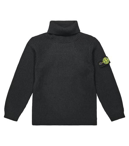 Logo virgin wool turtleneck sweater - Stone Island Junior - Modalova