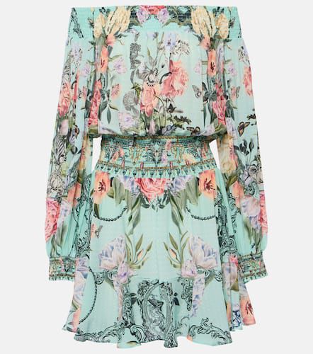 Floral off-shoulder silk minidress - Camilla - Modalova