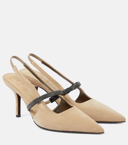 Monili suede slingback pumps - Brunello Cucinelli - Modalova