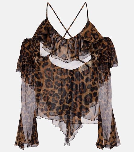 Top de seda drapeado estampado - Blumarine - Modalova