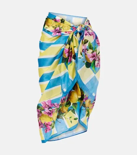 Pareo in cotone con stampa floreale - Dolce&Gabbana - Modalova