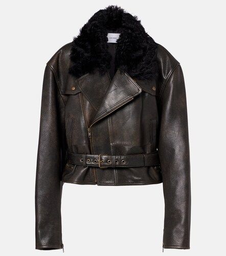 Cropped-Bikerjacke aus Leder mit Shearling - Alex Perry - Modalova