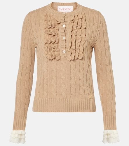 Ruffled cable-knit virgin wool sweater - Valentino - Modalova