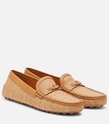 Gommino leather-trimmed raffia loafers - Tod's - Modalova