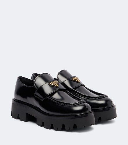 Prada Logo leather platform loafers - Prada - Modalova
