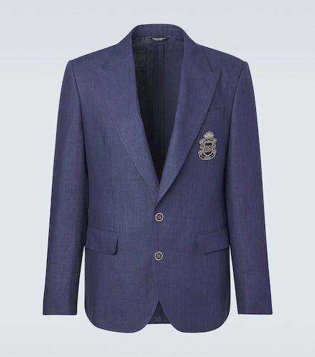 Logo single-breasted linen blazer - Dolce&Gabbana - Modalova