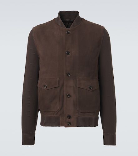 Cotton-trimmed suede bomber jacket - Incotex - Modalova