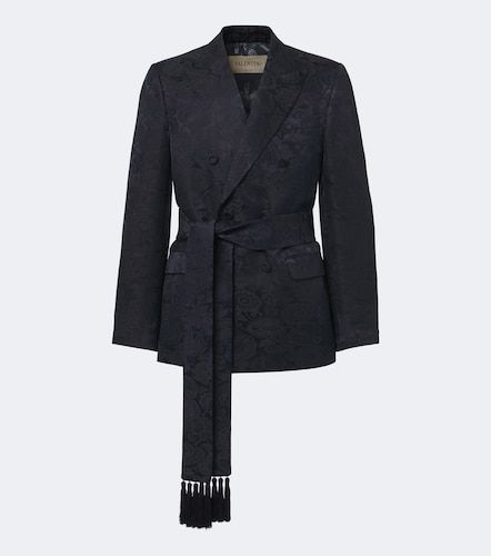 Blazer in lino e seta jacquard floreale - Valentino Garavani - Modalova