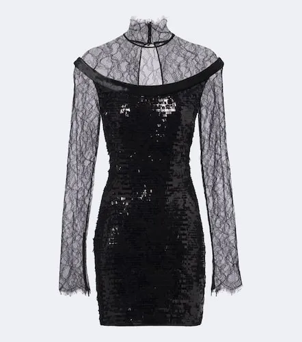 Abito corto in pizzo con paillettes - Roberto Cavalli - Modalova