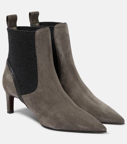 Embellished suede ankle boots - Brunello Cucinelli - Modalova