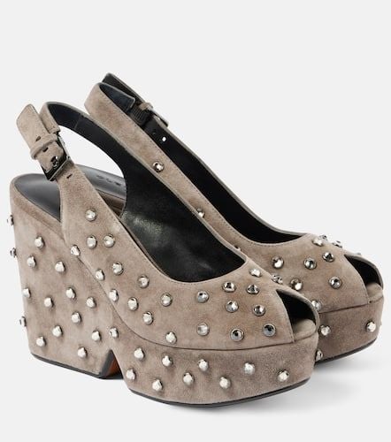 Davina embellished suede peep-toe pumps - Clergerie - Modalova