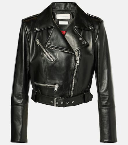 Cropped-Bikerjacke aus Leder - Alexander McQueen - Modalova