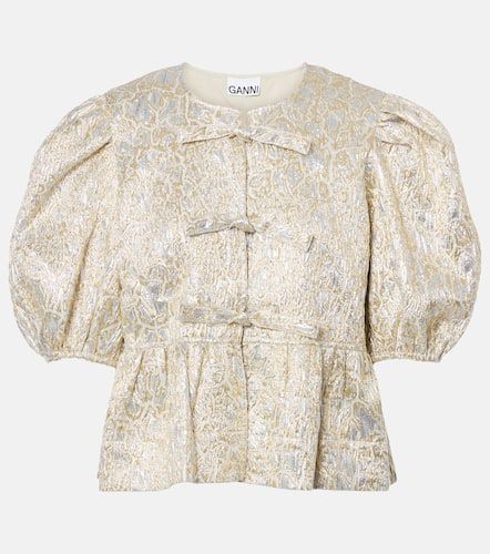 Ganni Puff-sleeve brocade top - Ganni - Modalova