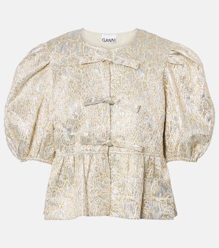 Top de brocado con mangas abullonadas - Ganni - Modalova