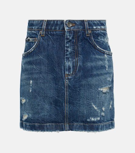 Distressed denim miniskirt - Dolce&Gabbana - Modalova