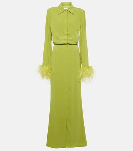 Feather-trimmed crÃªpe satin shirt dress - Roland Mouret - Modalova