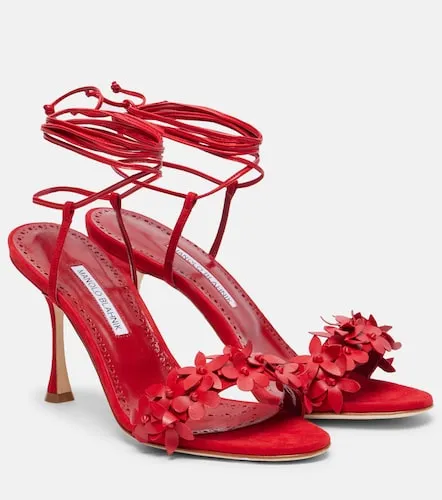 Anista floral-applique leather sandals - Manolo Blahnik - Modalova