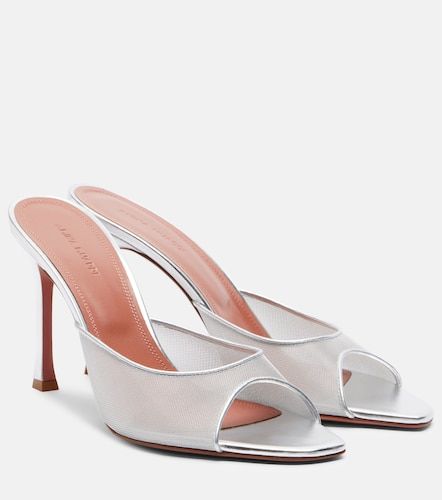 Alexa leather-trimmed mesh mules - Amina Muaddi - Modalova