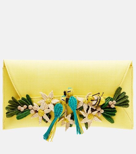 Birdsong Small raffia clutch - Aquazzura - Modalova