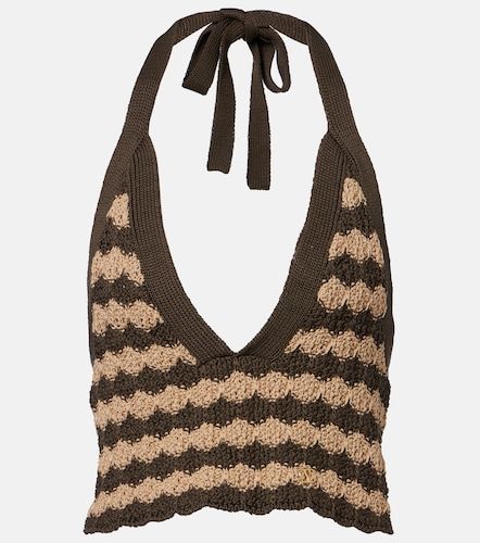 Crop top de punto de algodón a rayas - Valentino - Modalova