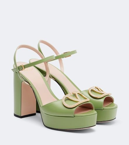 VLogo embellished leather platform sandals - Valentino Garavani - Modalova