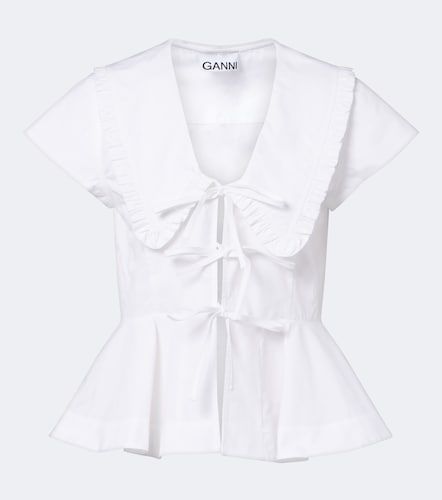Blusa in cotone con peplo e fiocco - Ganni - Modalova