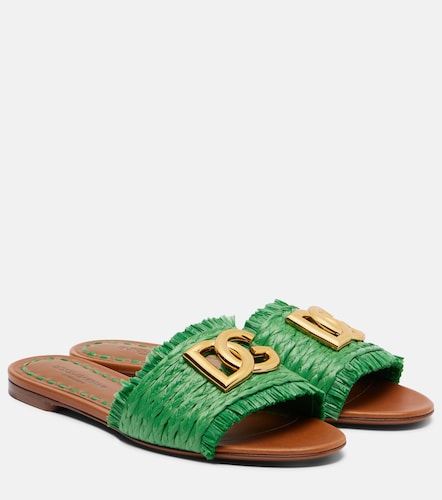 DG fringed raffia-effect slides - Dolce&Gabbana - Modalova