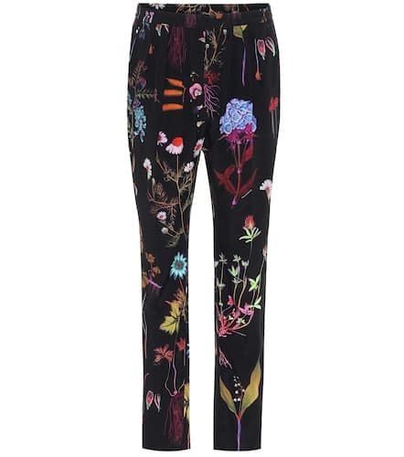 Floral high-rise slim silk pants - Stella McCartney - Modalova