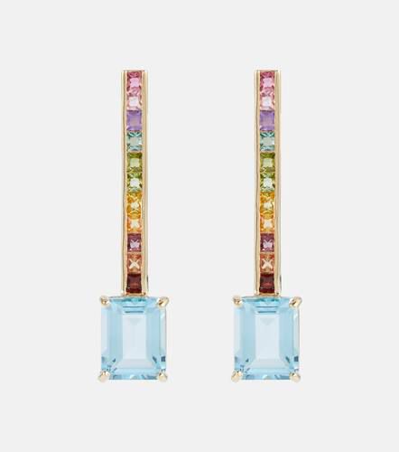 Kt gold earrings with topaz and sapphires - Mateo - Modalova