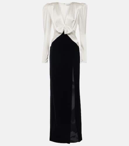 Bow-detail satin and velvet maxi dress - Alessandra Rich - Modalova