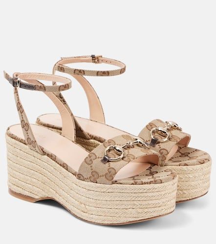 Espadrille-Sandalen Lady Horsebit GG aus Canvas - Gucci - Modalova