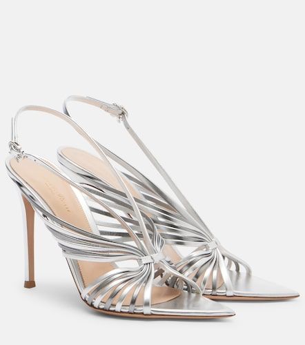 Metallic leather slingback sandals - Gianvito Rossi - Modalova