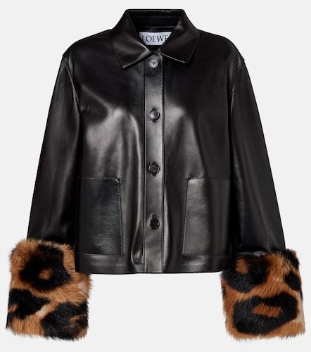 Shearling-trimmed leather jacket - Loewe - Modalova