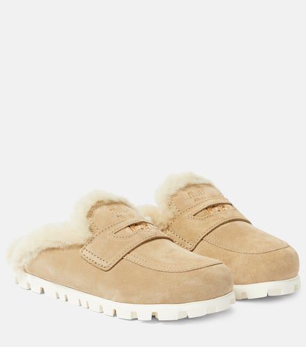 Shearling-lined suede slippers - Miu Miu - Modalova