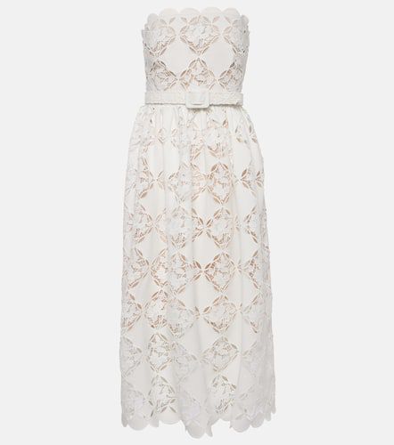 Strapless guipure lace midi dress - Oscar de la Renta - Modalova