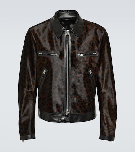 Printed leather-trimmed calf hair jacket - Tom Ford - Modalova