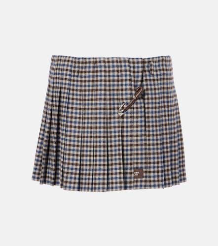 Pleated checked wool twill miniskirt - Prada - Modalova