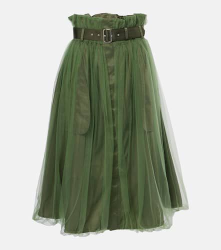 Belted tulle-trimmed twill midi skirt - Noir Kei Ninomiya - Modalova