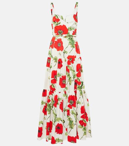 Floral tiered cotton-blend poplin maxi dress - Oscar de la Renta - Modalova
