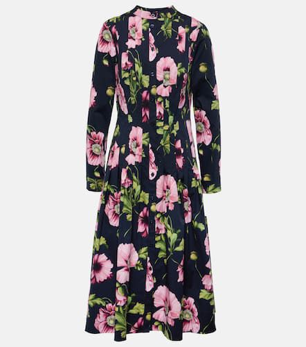 Floral cotton-blend midi dress - Oscar de la Renta - Modalova