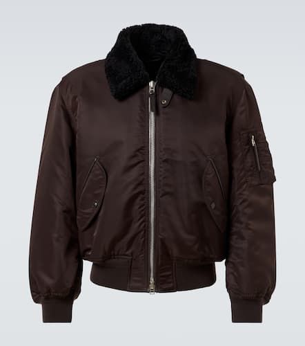 Shearling-trimmed satin bomber jacket - Tom Ford - Modalova