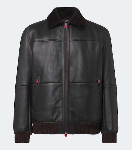 Giacca bomber in pelle con shearling - Kiton - Modalova