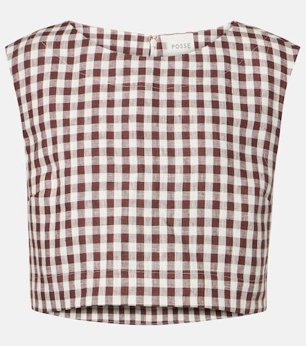 Martina gingham linen crop top - Posse - Modalova
