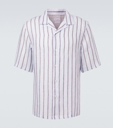 Camicia bowling in lino a righe - Brunello Cucinelli - Modalova