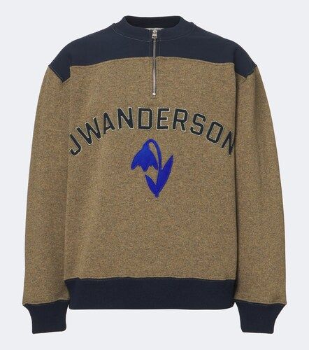 Embroidered wool-blend half-zip sweater - JW Anderson - Modalova