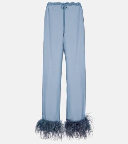 OsÃ©ree Plumage feather-trimmed wide-leg pants - Oseree - Modalova