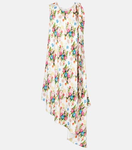 Floral ruffled silk midi dress - Loewe - Modalova