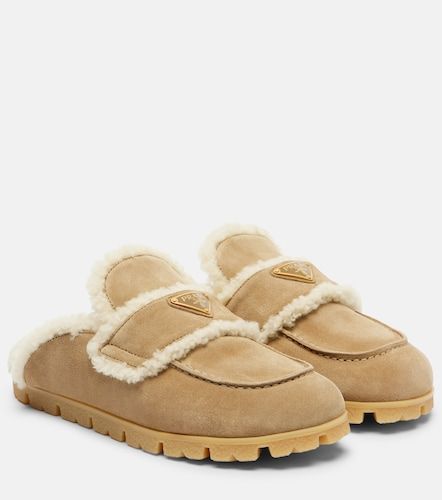 Slippers aus Veloursleder und Shearling - Prada - Modalova